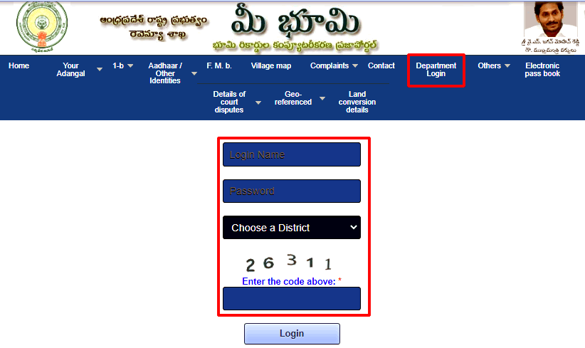 Meebhoomi login